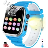 Smartwatch Kinder Uhren 26 Spiele, Telefon, Schrittzähler, Kalorien -SOS HD-Kamera, MP3, Video, Stoppuhr Uhr Kinder Smartwatch Jungen Mädchen - Blau