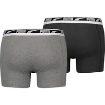 Puma Boxershorts "MEN MULTI LOGO BOXER 2P", Herren, Gr. XL, grau (grau melange), Obermaterial: 95% Baumwolle, 5% Elasthan, meliert, eng, Unterhosen, Komfortbund