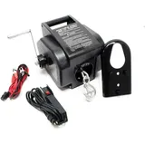 Wiltec - Elektrische Seilwinde 12V 280W bis 2721kg, 1,38m/min, Motorwinde 9,2m Stahlseil, Elektroseilwinde mit Haken und Fernbedienung