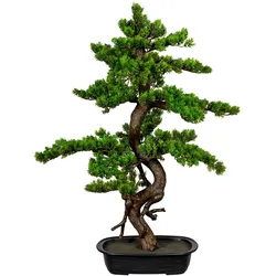 CREATIV green künstliche Pflanze Bonsai Myrte ca 85x55cm,, in Kunststoffschale 33x22x8cm, schwarz