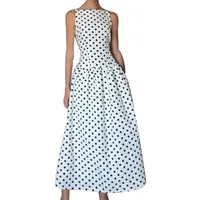 JIAALU Elegant Polka Dot Kleid Damen Kleider Vintage Rockabilly Cocktailkleid Polka Dot Print High Waist Kleid Damen Polka Dots 50er Jahre Kleid Sexy Ärmellos Ballkleid Formal Prom Tea Partykleid - L