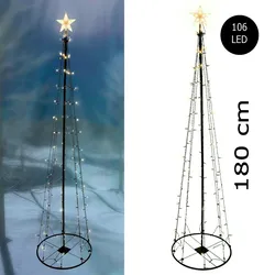 XL LED Metall Weihnachtsbaum mit Stern 106 LEDs 180cm mit 8 Funktionen