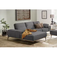 Ecksofa W.SCHILLIG "run" Sofas Gr. B/H/T: 299cm x 88cm x 178cm, Flachgewebe W82, Recamiere links, mit Sitztiefenverstellung, grau (grey w82) mit Holzsockel, Füße in Bronze pulverbeschichtet, Breite 299 cm