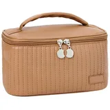 Geräumiger Kosmetikkoffer, Make-up-Aufbewahrungstasche für Reisen und Zubehör, coffee