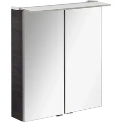 Spiegelschrank FACKELMANN "PE 60 - Dark-Oak", silber (silberfarben), B:60cm H:69cm T:24cm, Schränke, Badmöbel Breite 60 cm, 2 Türen