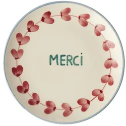 RICE Keramik Kuchenteller Handgemalt MERCI,  Ø 15 cm