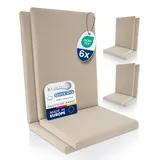 Beautissu 6er Set Premium Hochlehner Auflage 100% Wasserdicht UV-beständig