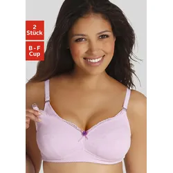 Still-BH PETITE FLEUR, Damen, Gr. 85, Cup D, lila (flieder, weiß), Jersey, Obermaterial: 95% Baumwolle, 5% Elasthan, Basic, BHs Still-BH Bügelloser-BH BH BH-Set Wäsche Mieder-BH, ohne Bügel, mit aufhakbaren Clips