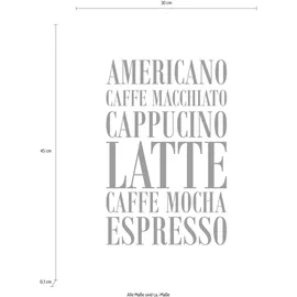 Queence Wanddekoobjekt QUEENCE "Kaffee, Cappucino, Expresso ...", schwarz (schwarz, weiß), B:30cm H:45cm T:0,1cm, Stahl, Wanddekoobjekte, Stahlschild, Blechschild, Spruch, Witzig, Wanddeko, retro, 20x30cm