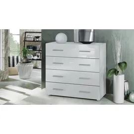 Vladon Pavos V1 76 x 72 x 35 cm Weiß matt/Weiß Hochglanz