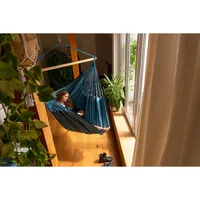 La Siesta Hängesessel Blau, Dunkelblau, Holz, Textil, Bambus, 110x180x115