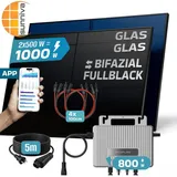sunniva Balkonkraftwerk Full Black Bifazial 1000/800 W inkl. 2 x 500 W N-Typ Glas-Glas Bifacial Module