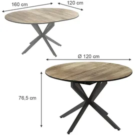 Vicco Esstisch Loyd, 120 x 76.5 cm ausziehbar