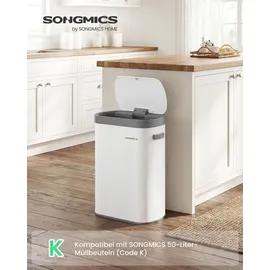 Songmics Mülleimer 50 l Weiß