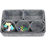 BIGKASI 8 PCS Filz Schubladen Organizer Filz-Aufbewahrungsboxen Filzkorb Büroboxen Set 4 Spezifikationen Aufbewahrungskorb aus Filz mit Clip und Reißzwecke für Schreibtisch, Büro, Bad, Küche (Grau)