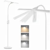 ZMH LED Stehlampe LED dimmbar Leselampe 9W Timer Memory einstellbar Touch, dimmbar, LED fest integriert, flexibel verstellbar, schwenkbar weiß