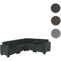 Mendler Modular Sofa-System Couch-Garnitur Lyon 5, Stoff/Textil ~ anthrazit-grau