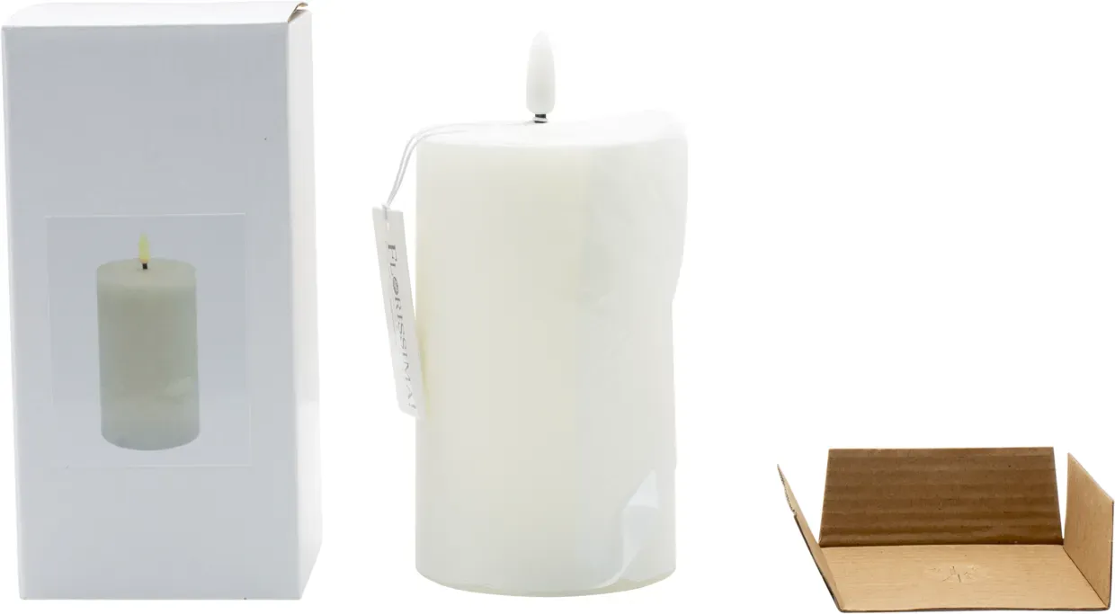 LED Kerze 3D D7,5H12,5cm Rustic mit Timer/Touch 2xAA Batt.nicht inkl.  - creme