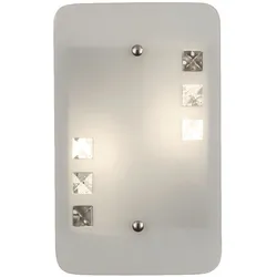 Wandlampe Wandleuchte Wohnzimmer Glas 2 flammig Kristalle, Metall, 2x E14 Fassung, H 28 cm