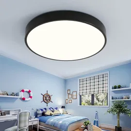 Style Home 48W Deckenleuchte Deckenlampe Ø50x4cm,Warmweiß 3000K,Ultraslim runde Lampe aus Metall, für Wohnzimmer Schlafzimmer Küche Diele Flur (Schwarz)