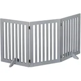 Relaxdays Absperrgitter, freistehendes Schutzgitter, HxB: 70 x 154 cm, mit Füßen, Hunde, klappbar, Türgitter, grau