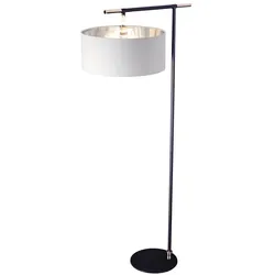 Balance 1-flammige Stehlampe - Schwarz/Poliertes Nickel mit weißem Schirm - BALANCE-FL-BKPN