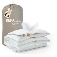 BEFA SOFT Daunendecke Ganzjahr 135x200 cm | Federbettdecke 90% Federn & 10% Daunen | atmungsaktiv & pflegeleicht | für Allergiker (NOMITE) | Tierwohl (DOWNPASS) | Oeko-TEX Klasse 1 | Made in Germany