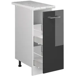 Vicco Apothekerschrank R-Line Anthrazit Hochglanz/Weiß 30 cm AP Marmor