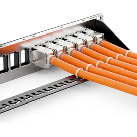 deleyCON 24 Port Patchpanel Set Patchfeld Modular 1 HE 19" Zoll Rackeinbau + 24x RJ45 Keystone Module CAT6a Kompatibel mit CAT5 CAT6 CAT7 LAN Netzw...