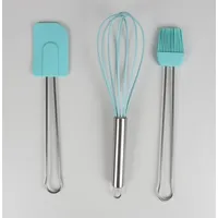 Buri 6x 4-teiliges Backhelfer-Set Silikon Edelstahlgriff Becher Pinsel Schneebesen