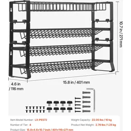 Vevor abnehmbares Gewürzregal 4-stöckiger Gewürzhalter Organizer, stapelbarer Gewürzständer (401 x 116 x 271 mm), Küchenaufbewahrung für Arbeitsplatte, Küchen-Vorratsschrank, Speisekammer Schwarz