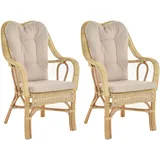 Set/2 Rattan Wintergartensessel Harrison Wintergarten hohe Rückenlehne (Hell)