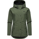 Ragwear Softshelljacke Margge Shell wasserdichte Damen Übergangsjacke mit großer Kapuze grün XL (42)