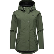 Ragwear Softshelljacke Margge Shell wasserdichte Damen Übergangsjacke mit großer Kapuze grün XL (42)