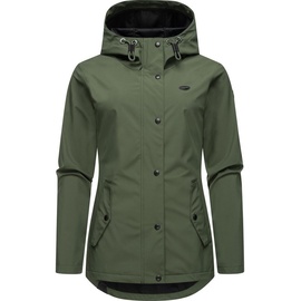 Ragwear Softshelljacke Margge Shell wasserdichte Damen Übergangsjacke mit großer Kapuze grün XL (42)