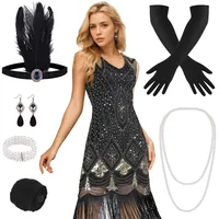 PLULON 1920er-Jahre-Flapper-Kleid. Brüllendes 20er-Jahre-Gatsby-Kleid-Kostüm mit 20er-Jahre-Accessoires