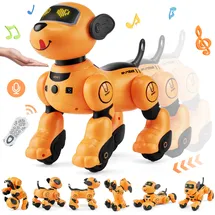 Vevor Ferngesteuertes Roboter-Hundespielzeug, 2,4 GHz RC-Hund, programmierbares intelligentes interaktives Roboter-Haustier für Kinder mit Folgefunktion, Berührungs- und Sprachsteuerung, singendes, tanzendes RC-Stunt-Spielzeug für Jungen und Mädchen ab 3