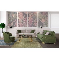 JVmoebel Sofa Grün-Beige Sofagarnitur 3+3+1 Sitzer Sofa Couch Polster Garnitur 3tlg., Made in Europe beige|grün