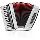 Akkordeon - 30 Tasten 60 Bass Professionelles Keyboard mit Rucksack & Gurt, ideal für Anfänger, Erwachsene, Studenten & Musikliebhaber (Weiß)