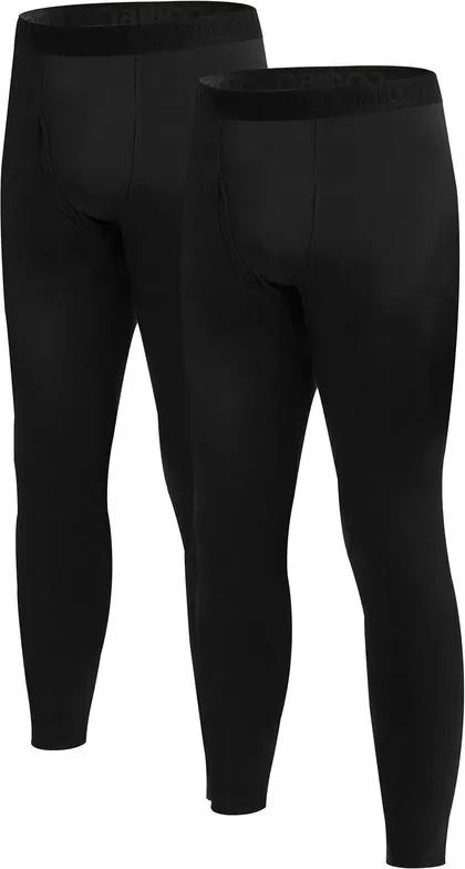 BAMBOO COOL Leichte Thermobehandungen für Herren, mit fleecefutter, lange Unterhosen, Baselayer-Hosen für kaltes Wetter, Größe M (2er-Pack)
