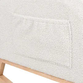 Beliani Schaukelsessel Haslev Bouclé 70 x 100 x 80 cm Cremeweiß mit Fußstütze
