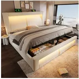 Okwish Polsterbett 160 x 200 cm Beige