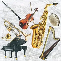 Papierservietten "Musikinstrumente", 33 x 33 cm, 20 Stück