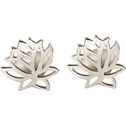 Gemshine Ohrringe Lotus Blumen   Grau Damen 