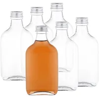 Mambocat 6er Set Taschenflasche 200ml silber Schraubdeckel XL-Flachmann Likör