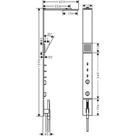 Hansgrohe AXOR ShowerComposition Duschpaneel mit Thermostat, Kopfbrause 110/220 Schulterbrause Chrom