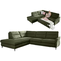 Ecksofa - moos - Microchenille - mit Liegefunktion - links Sofa Wohnlandschaft