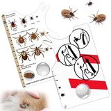 Colorich 2 Stück Zeckenkarte Mensch, Zeckenkarte Hund Katze, Zecken Entfernen, Zecken Karte mit Lupe für Menschen Kinder Hunde Katzen