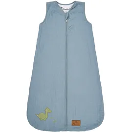 Sterntaler Schlafsack 70 cm Dino Rexi - Kinder und Baby Schlafsack unwattiert aus Musselin mit 2-Wege-Reißverschluss und seitliche Kabelöffnung, mit Feinfrottee Futter, TOG 1,0 - blau