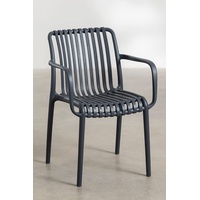 Cribel Set mit 4 Stühlen aus schwarzem Polypropylen, stapelbar, für Innen-und Außenbereich, Terrasse und Garten, 58x57x81